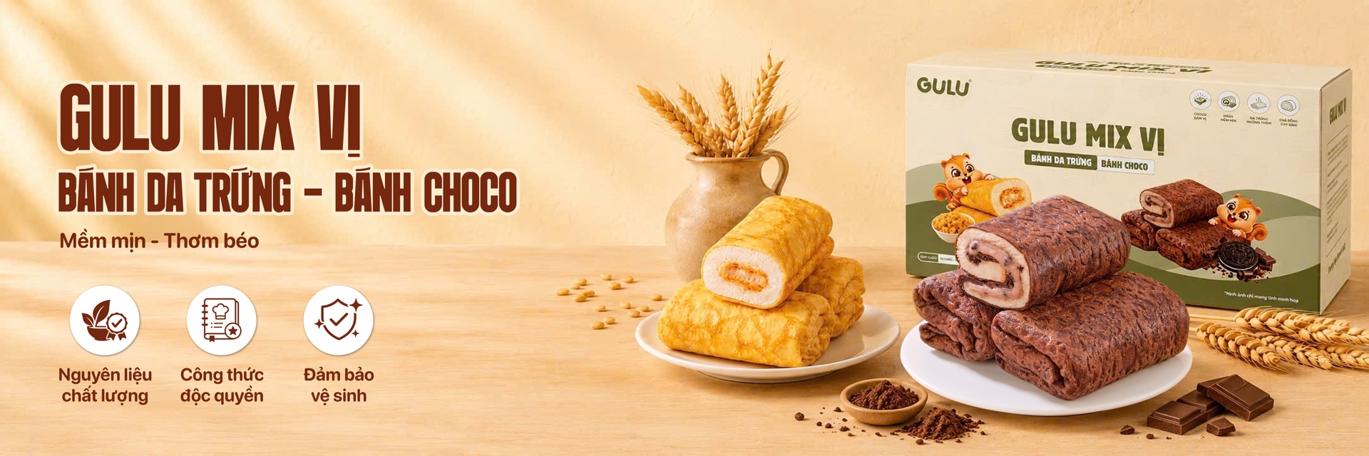 GULU MIX VỊ — Bánh da trứng & Bánh choco