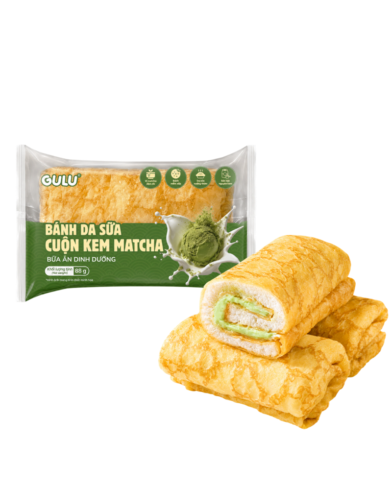 Bánh da sữa cuộn kem matcha