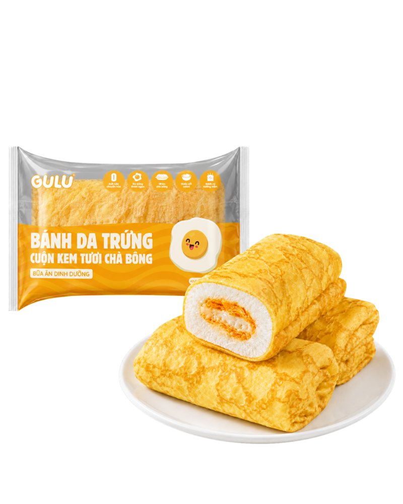 Bánh da trứng cuộn kem tươi chà bông