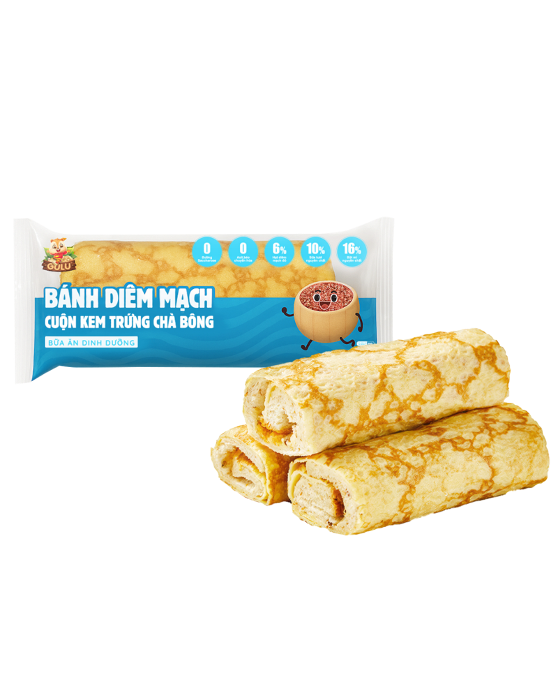 Bánh diêm mạch cuộn kem trứng chà bông